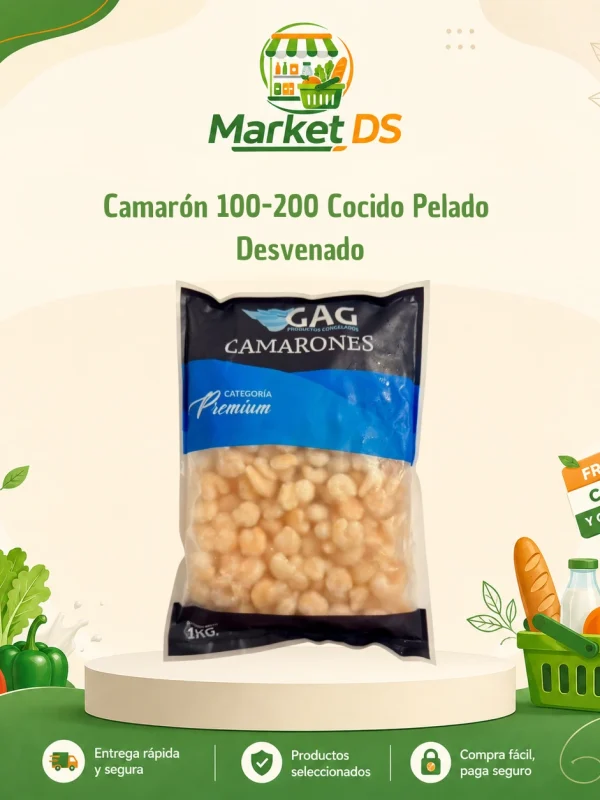 Camarón 100-200 Cocido Pelado Desvenado